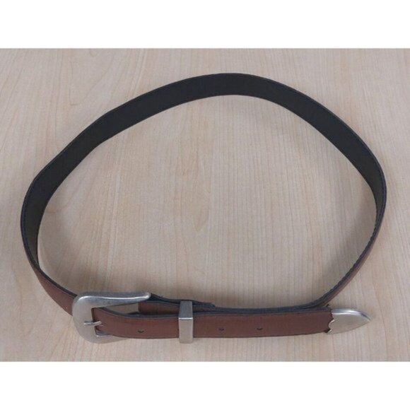 Genuine‎ Leather Casual Women\'s Belt Brown with Silver Buckle - 32\